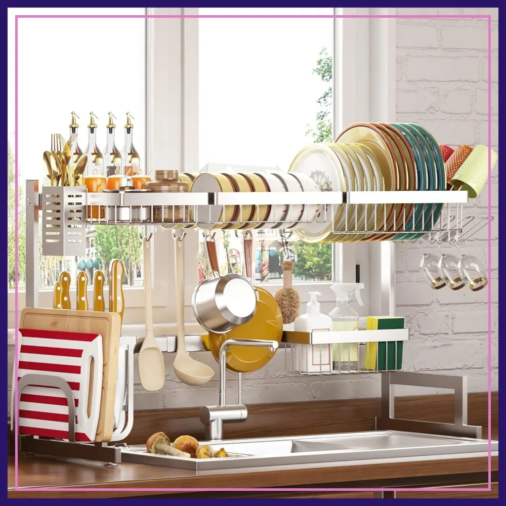 Adjustable Over Sink Dish Drying Rack, Stainless Steel, Large Capacity, 26-38 Inch, 2 Tier
Adjustable Over Sink Dish Drying Rack, Stainless Steel, Large Capacity, 26-38 Inch, 2 Tier