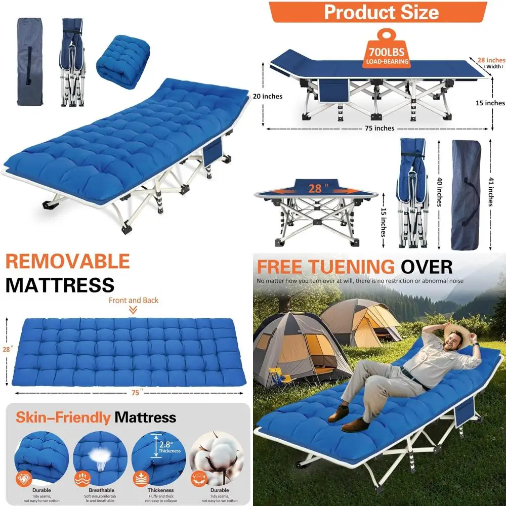 Heavy-Duty Comfortable Mattress Folding Camping Cot with Carry Bag for Outdoor Sleeping and Hiking Adventures
Heavy-Duty Comfortable Mattress Folding Camping Cot with Carry Bag for Outdoor Sleeping and Hiking Adventures