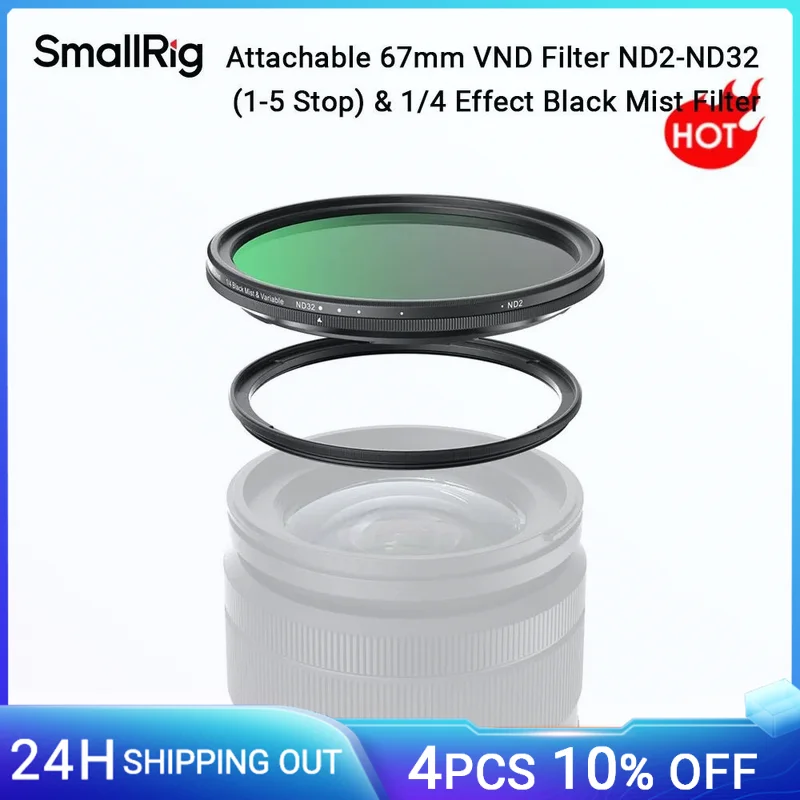 SmallRig Magnetic 67mm VND Filter ND2-ND32 (1-5 Stop) & Black Mist 1/4,Adjustable for iPhone 16/S24 Ultra & 67mm Camera Lenses
SmallRig Magnetic 67mm VND Filter ND2-ND32 (1-5 Stop) & Black Mist 1/4,Adjustable for iPhone 16/S24 Ultra & 67mm Camera Lenses