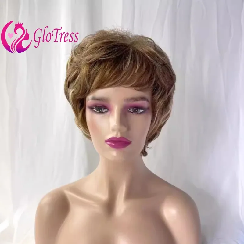 P427 Pixie Cut Curly Human Hair Full Machine Wigs for Women Fluffy Curls with Bangs 150% Density Brazilian Remy Hair Wave Wig
P427 Pixie Cut Curly Human Hair Full Machine Wigs for Women Fluffy Curls with Bangs 150% Density Brazilian Remy Hair Wave Wig
