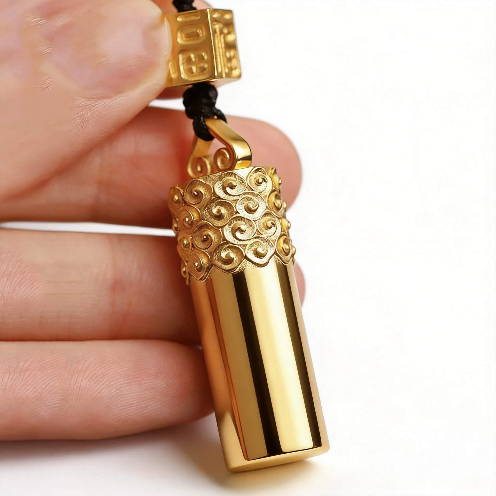 Matte Golden Chinese Style Auspicious Cloud Cylinder Pendant Necklace Feng Shui Blessing Lucky Wealth Amulet Retro Unisex Couple
Matte Golden Chinese Style Auspicious Cloud Cylinder Pendant Necklace Feng Shui Blessing Lucky Wealth Amulet Retro Unisex Couple