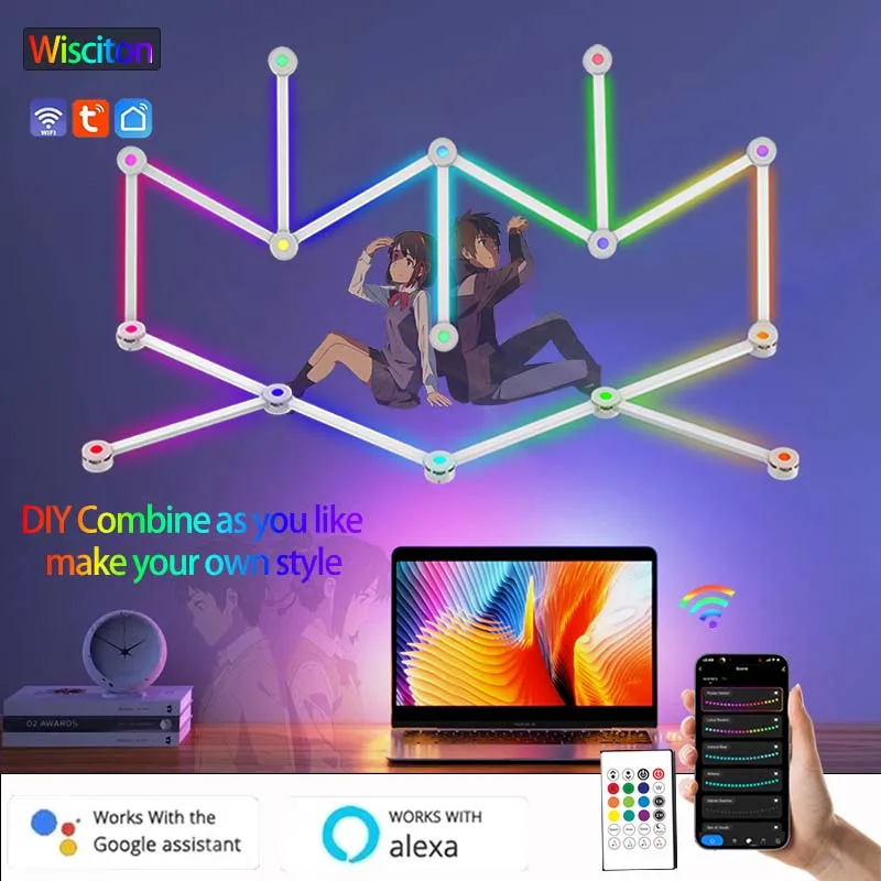 WIFI светодиодный умный настенный светильник RGBIC Light Bar DIY атмосферный свет звездное небо лампа приложение музыкальный ритм подсветка телевизора спальня игровые огни
WIFI светодиодный умный настенный светильник RGBIC Light Bar DIY атмосферный свет звездное небо лампа приложение музыкальный ритм подсветка телевизора спальня игровые огни