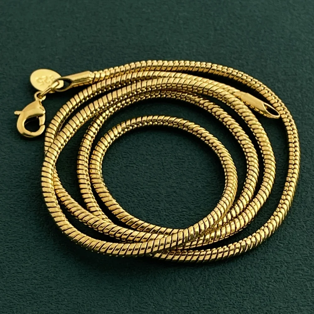 Andara Роскошное ожерелье из стерлингового серебра 925 пробы с позолотой 3 мм из змеиной кости, аксессуары для помолвки унисекс, ювелирные изделия 40-60 см 
Andara Роскошное ожерелье из стерлингового серебра 925 пробы с позолотой 3 мм из змеиной кости, аксессуары для помолвки унисекс, ювелирные изделия 40-60 см