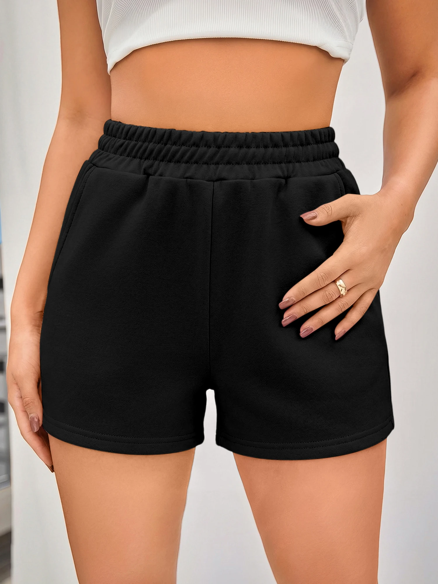 Minimalist Elastic Waist Black Sports Shorts Women Loose Hidden Pockets Soft Breathable Casual Running Lounge Sweat Pants
Minimalist Elastic Waist Black Sports Shorts Women Loose Hidden Pockets Soft Breathable Casual Running Lounge Sweat Pants