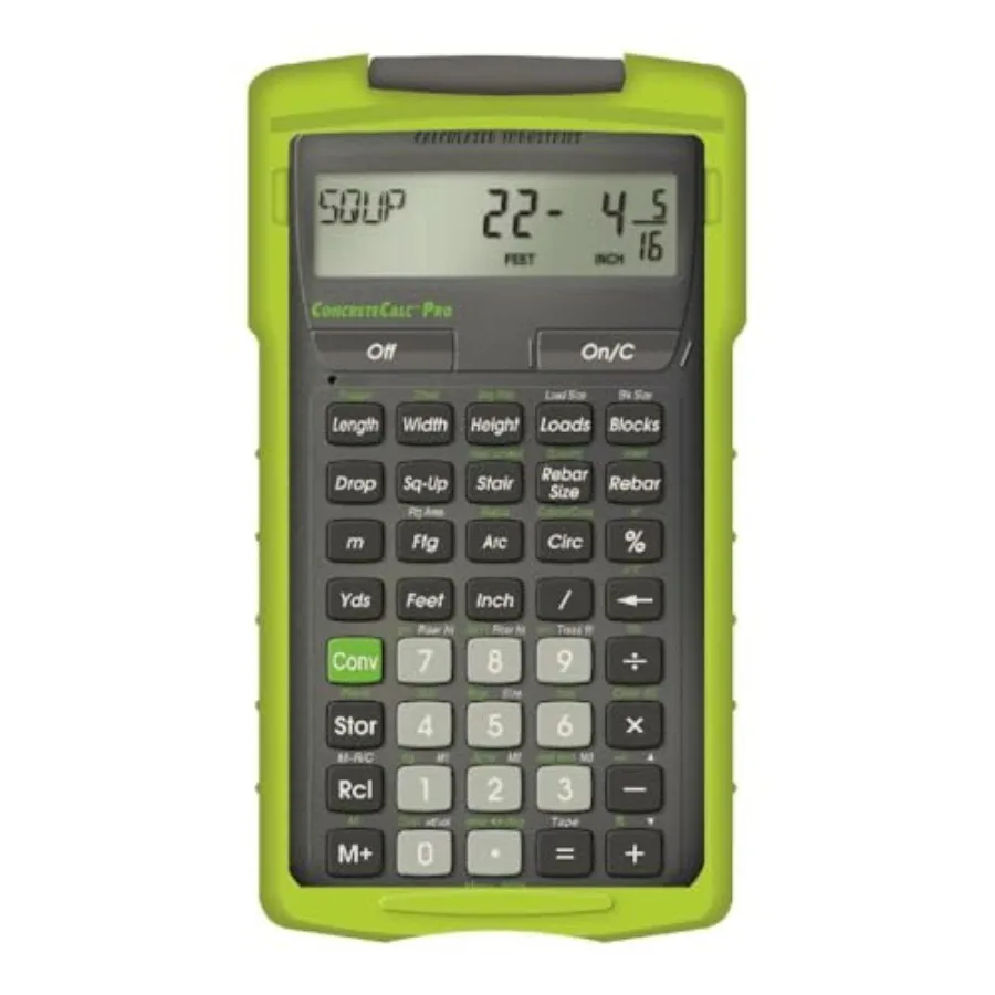 4225 ConcreteCalc Pro Advanced: Калькулятор для строительных расчетов (футы, дюймы, дроби, метрическая система) для бетона, кладки, укладки плитки и договорных работ
4225 ConcreteCalc Pro Advanced: Калькулятор для строительных расчетов (футы, дюймы, дроби, метрическая система) для бетона, кладки, укладки плитки и договорных работ
