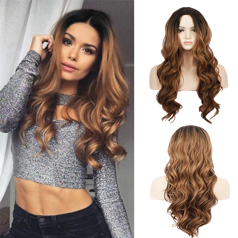 European-style women's , gradient brown, fashionable long curly hair, synthetic fiber machine-made wig
European-style women's , gradient brown, fashionable long curly hair, synthetic fiber machine-made wig