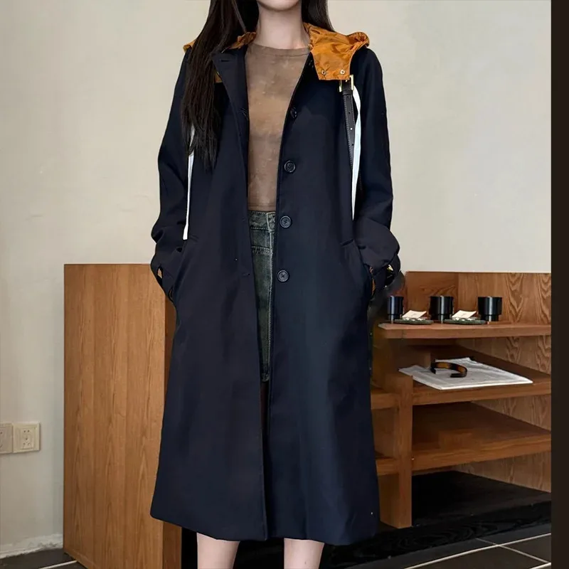 Women's trench coat Clothing Autumn/Winter New Contrasting Color Hooded Single Breasted Loose Long Windbreaker Jacke 2581432 
Women's trench coat Clothing Autumn/Winter New Contrasting Color Hooded Single Breasted Loose Long Windbreaker Jacke 2581432