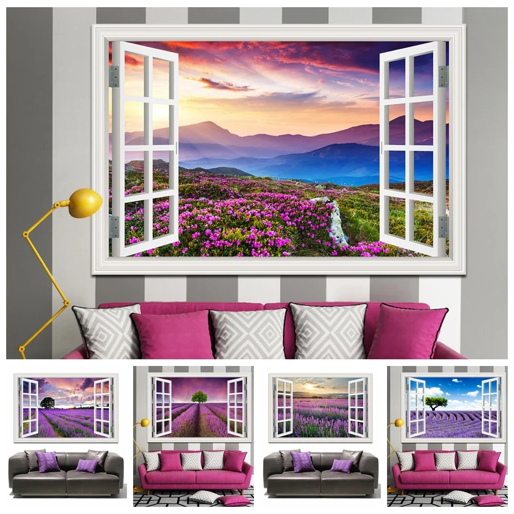 Purple lavender landscape sticker wallpaper, window view wall sticker, room decoration
Purple lavender landscape sticker wallpaper, window view wall sticker, room decoration
