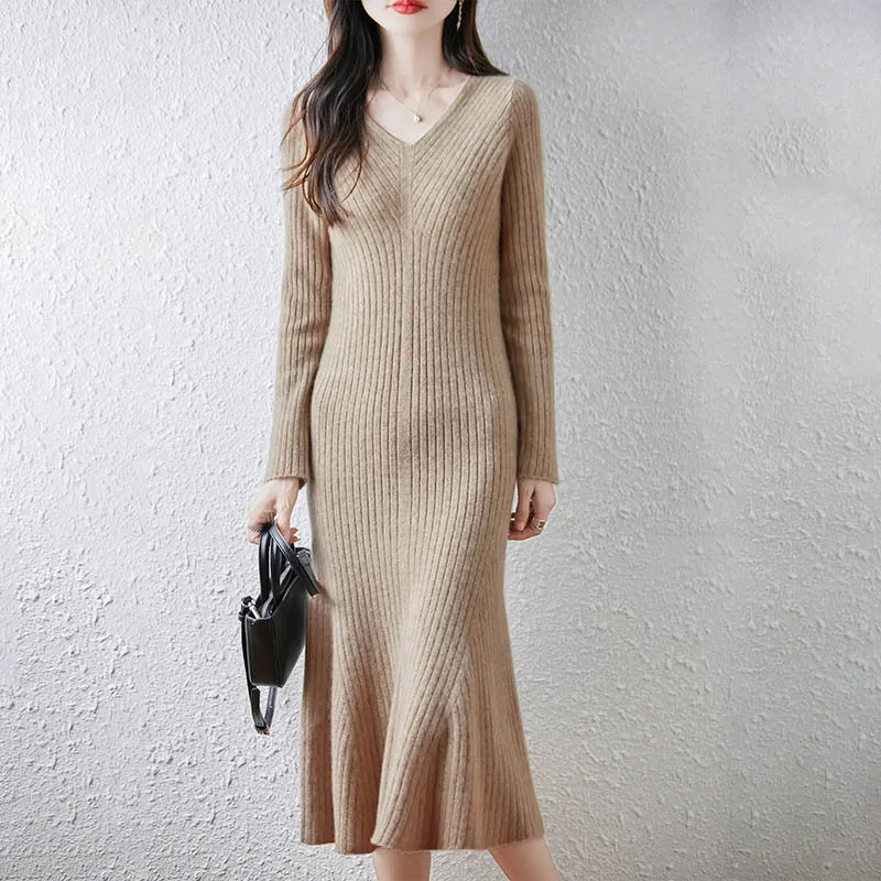 % Wool Knitted Dress Women'S Slimming Sweater Dress Autumn Winter New Knitted Pleated Dress Age-Reducing
% Wool Knitted Dress Women'S Slimming Sweater Dress Autumn Winter New Knitted Pleated Dress Age-Reducing