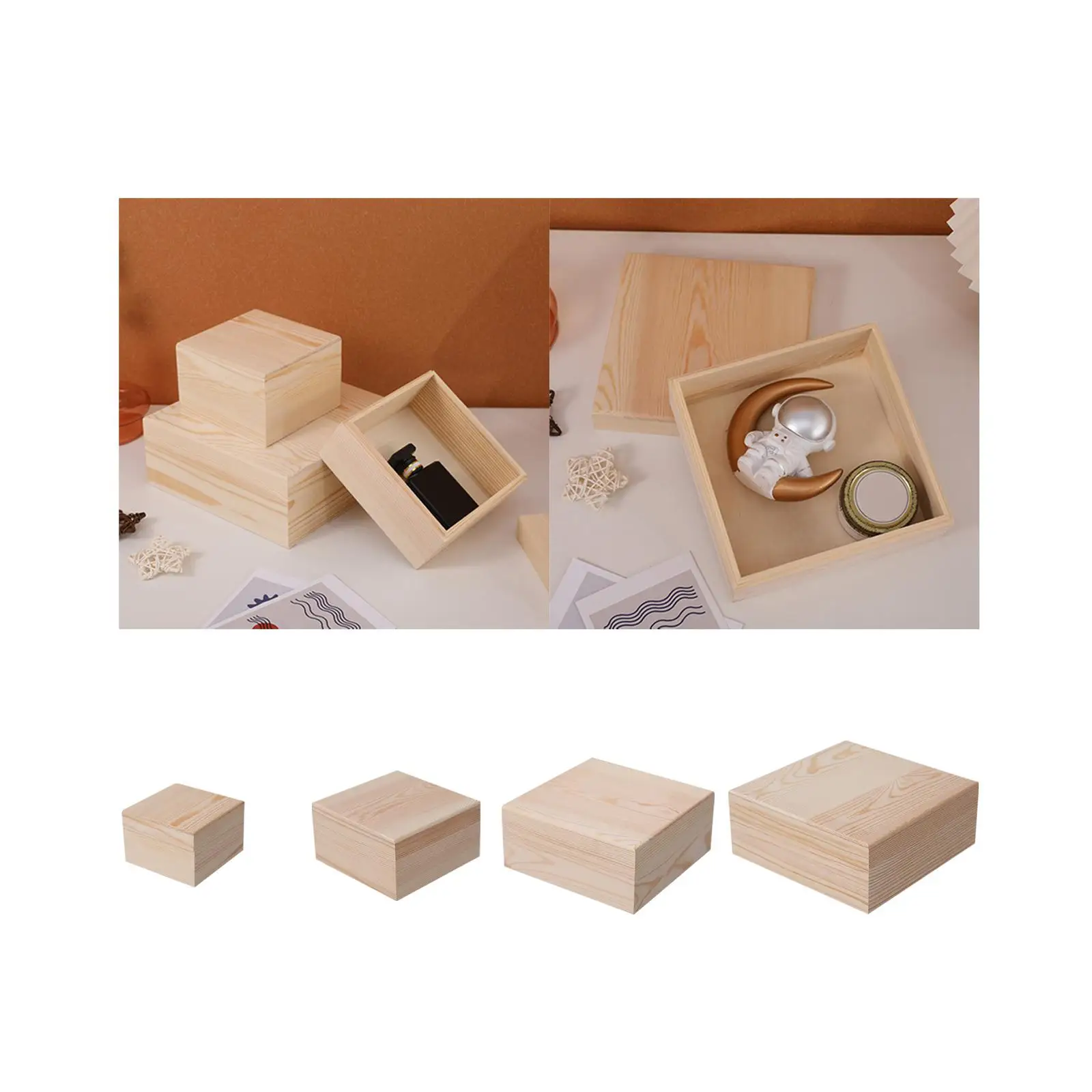 Wood Box with Lid Multipurpose Storage Case DIY Keepsake Organizer for Gifts and Furniture Decor
Wood Box with Lid Multipurpose Storage Case DIY Keepsake Organizer for Gifts and Furniture Decor