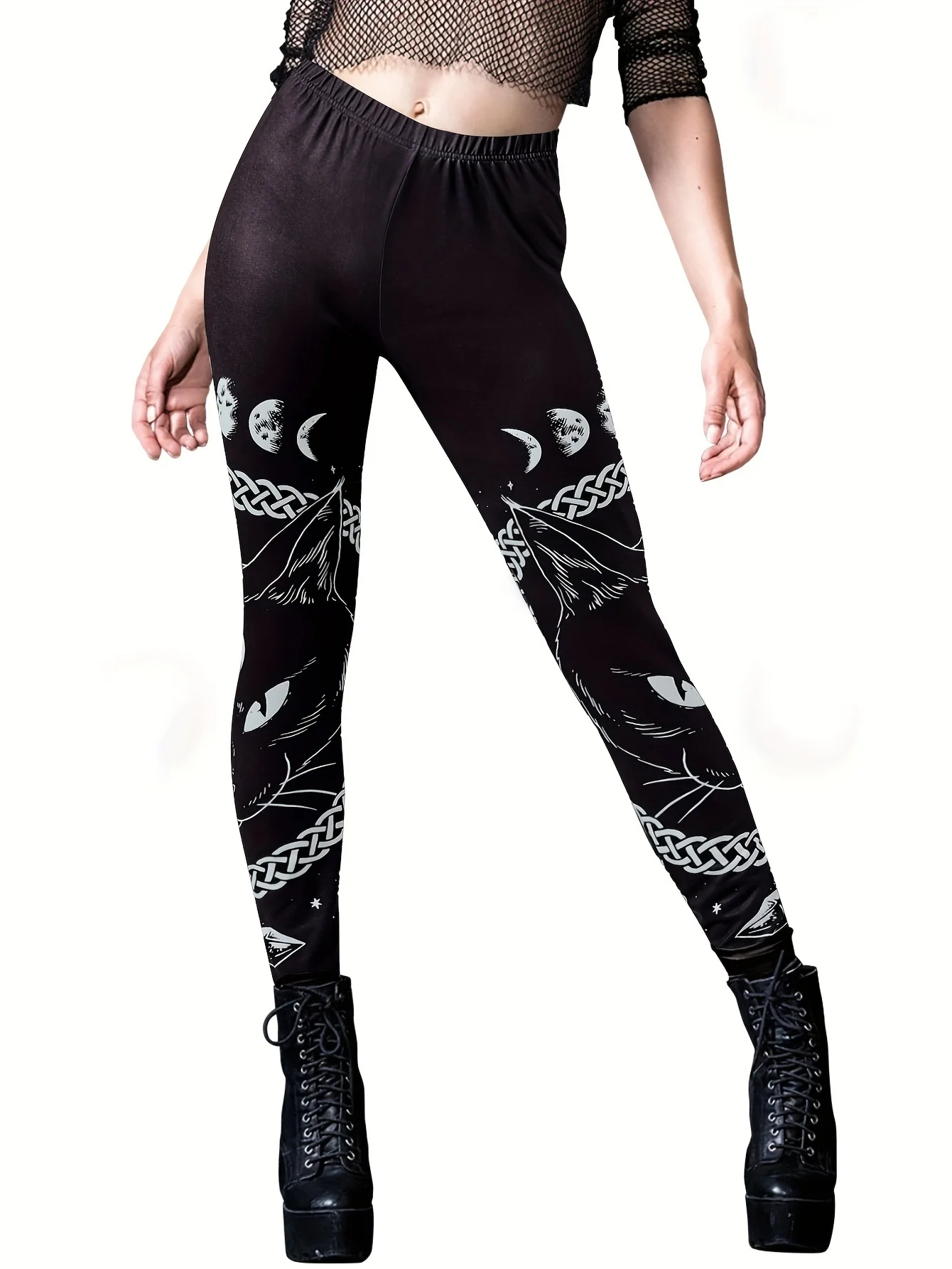 Women's Black Cat Printed Leggings High Waisted And High Elastic Leggings Casual Pencil Pants Tight Pants 
Women's Black Cat Printed Leggings High Waisted And High Elastic Leggings Casual Pencil Pants Tight Pants
