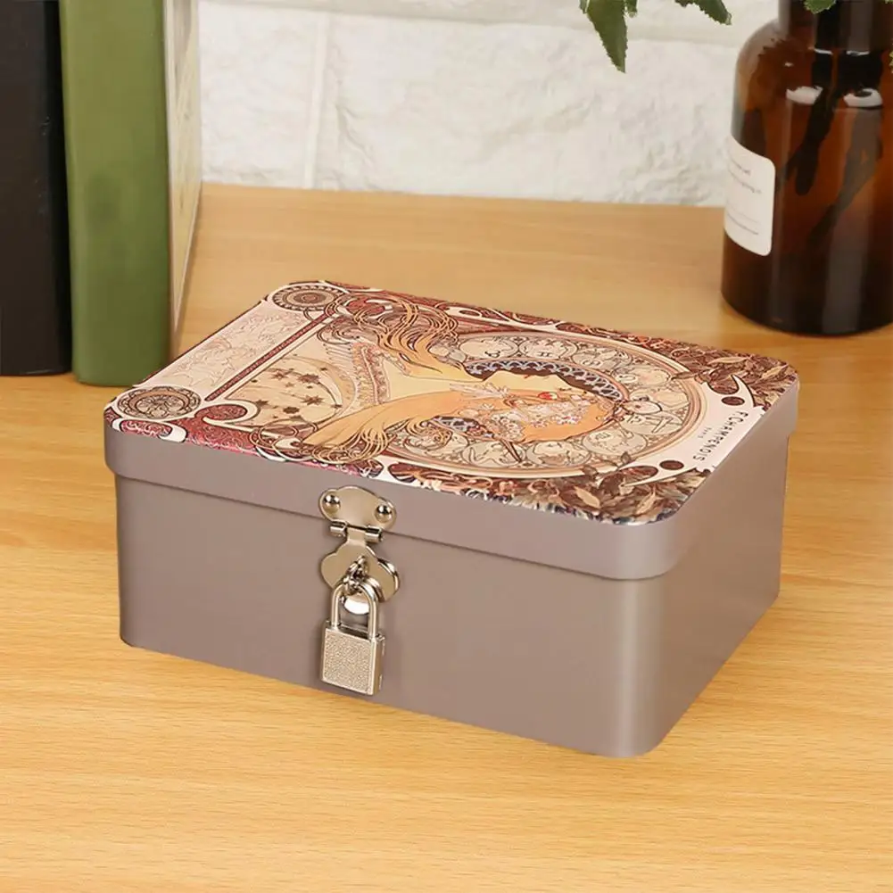 Retro Pattern Tin Container Vintage Style Tin Box with Lock Key Desktop Storage Case for Jewelry Home Organization Vintage Tin
Retro Pattern Tin Container Vintage Style Tin Box with Lock Key Desktop Storage Case for Jewelry Home Organization Vintage Tin