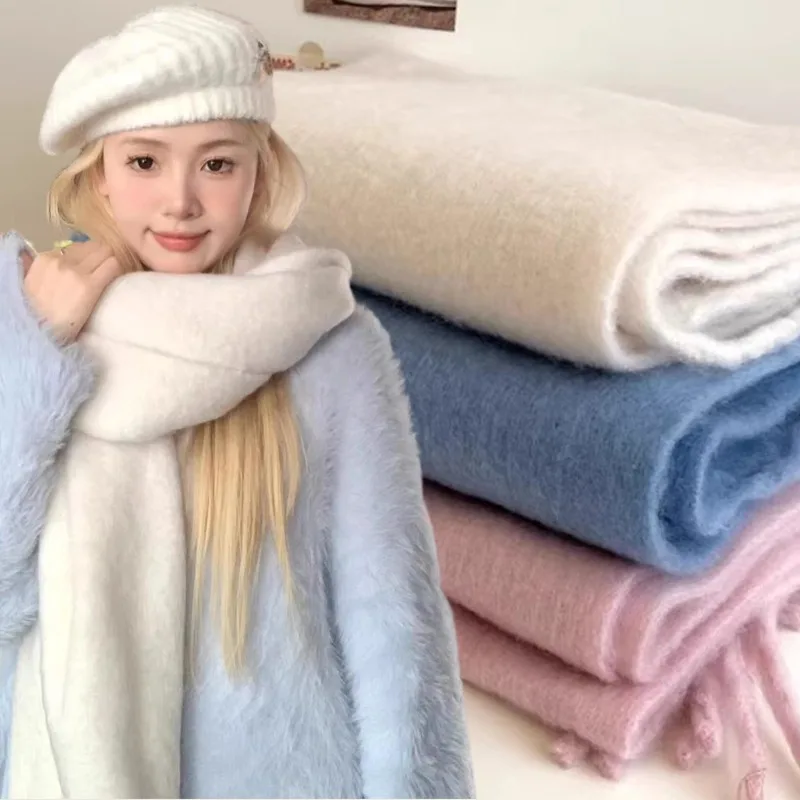 Простой однотонный шарф из мохера, уютный дышащий универсальный вязаный галстук, корейский белый, черный большой шарф для повседневного повседневного образа на работу
Простой однотонный шарф из мохера, уютный дышащий универсальный вязаный галстук, корейский белый, черный большой шарф для повседневного повседневного образа на работу