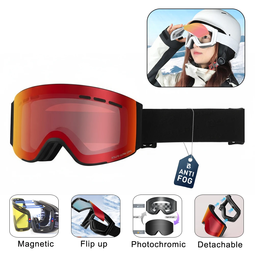 Магнитные лыжные очки BOLLFO, очки с обесцвечиванием, противотуманные UV400, откидные линзы, съемная губка, снежный ланнет, лыжное мужское снаряжение
Магнитные лыжные очки BOLLFO, очки с обесцвечиванием, противотуманные UV400, откидные линзы, съемная губка, снежный ланнет, лыжное мужское снаряжение