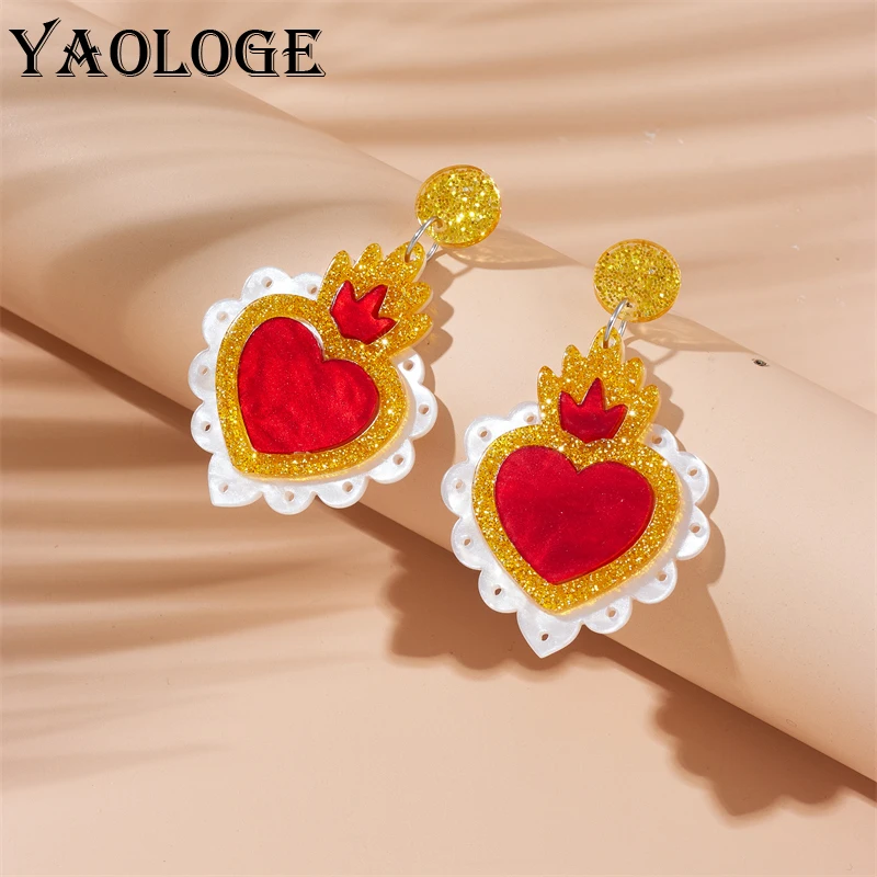 YAOLOGE Acrylic Creative Large Crown Red Heart Pendant Earrings For Women Girl Fashion Ear Jewelry Holidays Gift Party Серьги
YAOLOGE Acrylic Creative Large Crown Red Heart Pendant Earrings For Women Girl Fashion Ear Jewelry Holidays Gift Party Серьги