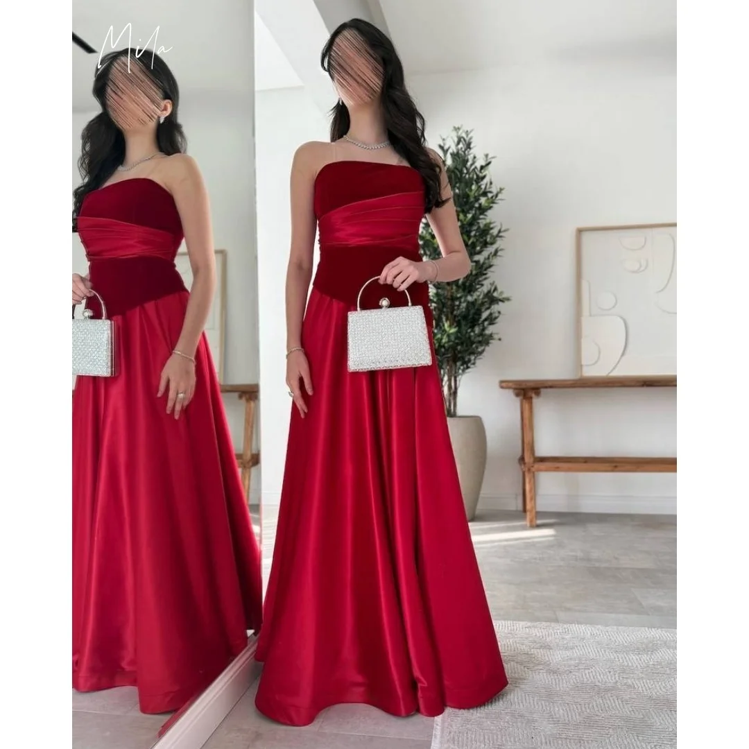Mila Red Strapless Prom Dresses with Velvet Waistband Satin A-Line Skirt Customized Formal Evening vestidos de gala for Women
Mila Red Strapless Prom Dresses with Velvet Waistband Satin A-Line Skirt Customized Formal Evening vestidos de gala for Women