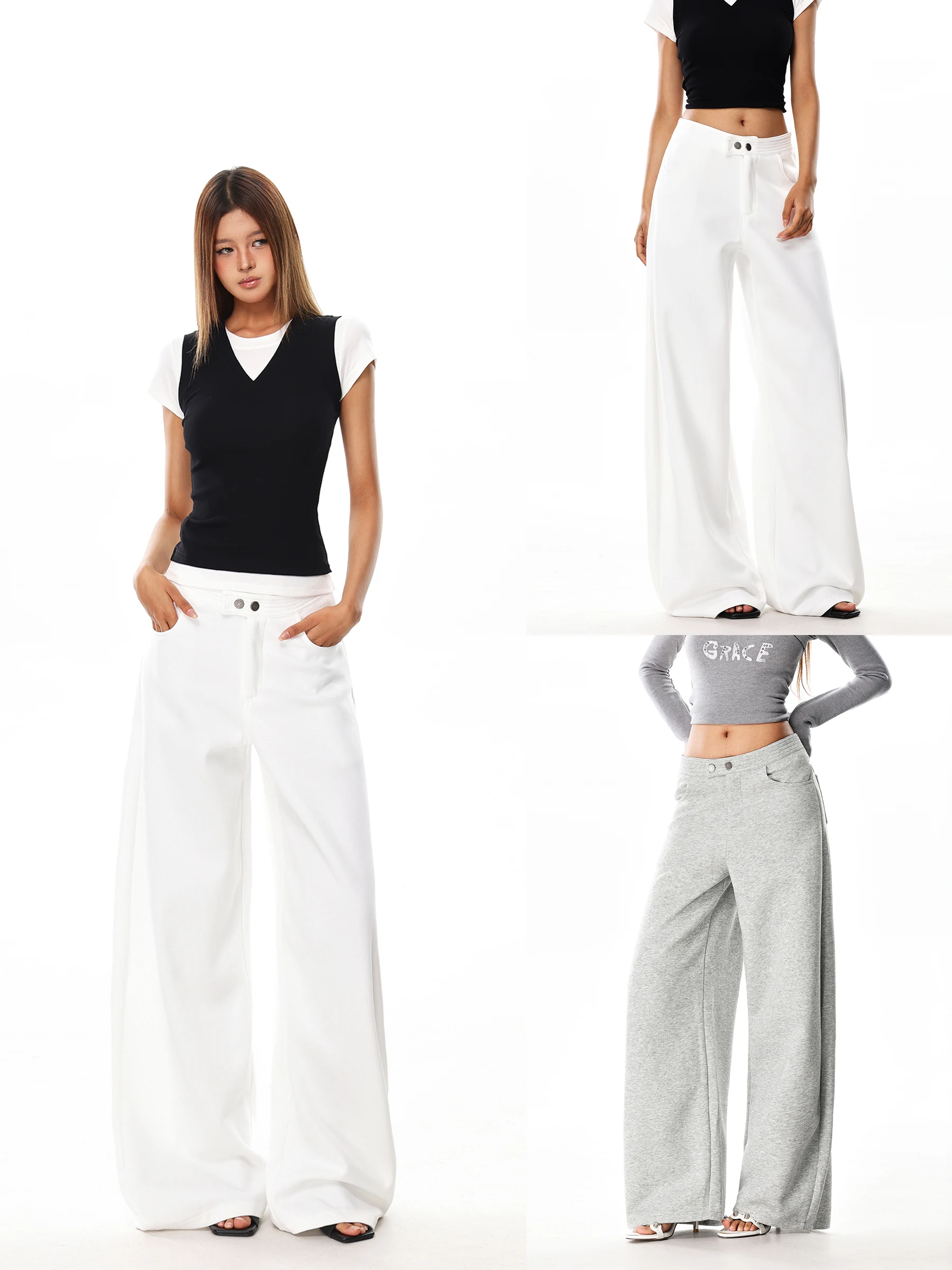 Loose Fit Wide Leg Pants Women's Summer American Low Waist Loose Straight Casual Drapey Long Trousers Pure Color Straight Cut
Loose Fit Wide Leg Pants Women's Summer American Low Waist Loose Straight Casual Drapey Long Trousers Pure Color Straight Cut