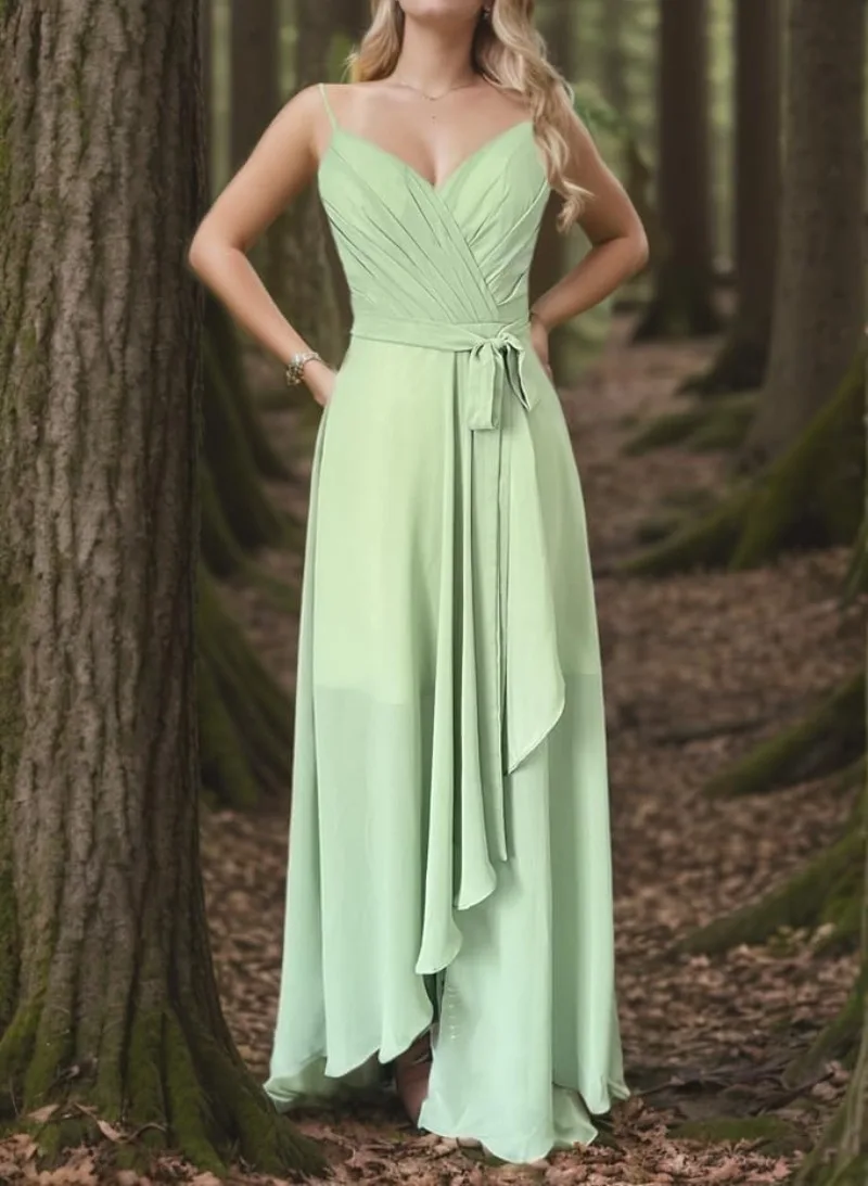 New V-neck Prom Dress Chiffon Bridesmaid Dresses Long for Women Ruched Ruffled Spaghetti Strap Formal Evening Gowns Vestidos
New V-neck Prom Dress Chiffon Bridesmaid Dresses Long for Women Ruched Ruffled Spaghetti Strap Formal Evening Gowns Vestidos
