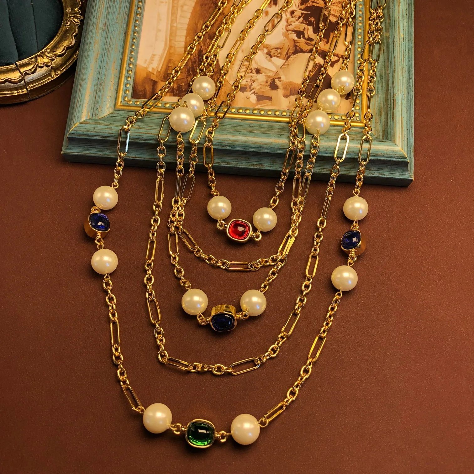 Medieval pearl bijoux long sweater chain multi-layered antique retro necklace accessories
Medieval pearl bijoux long sweater chain multi-layered antique retro necklace accessories