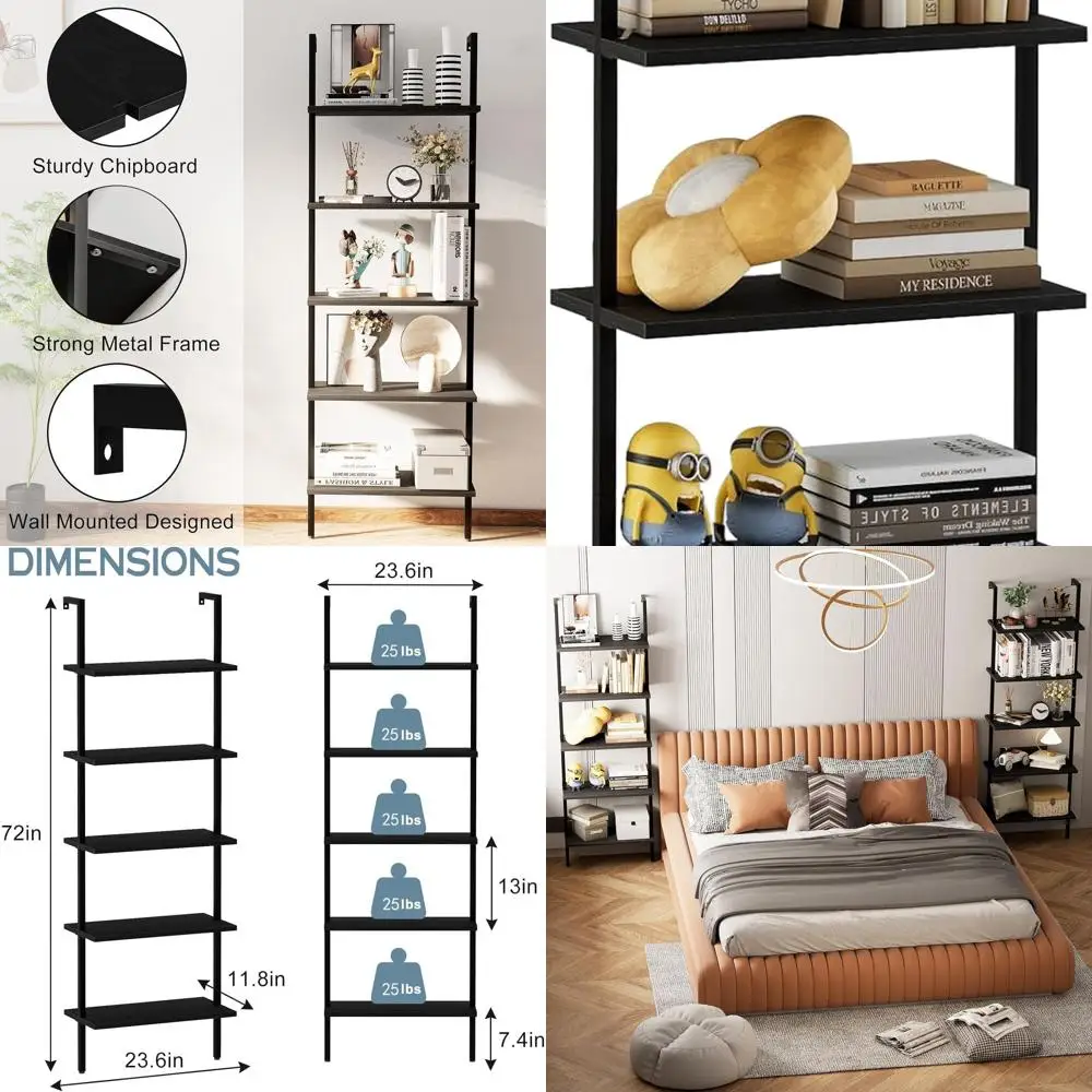 5-уровневая настенная книжная полка из черного дерева и металла, современный промышленный дизайн, стеллаж для хранения книг, растений и офисных принадлежностей
5-уровневая настенная книжная полка из черного дерева и металла, современный промышленный дизайн, стеллаж для хранения книг, растений и офисных принадлежностей