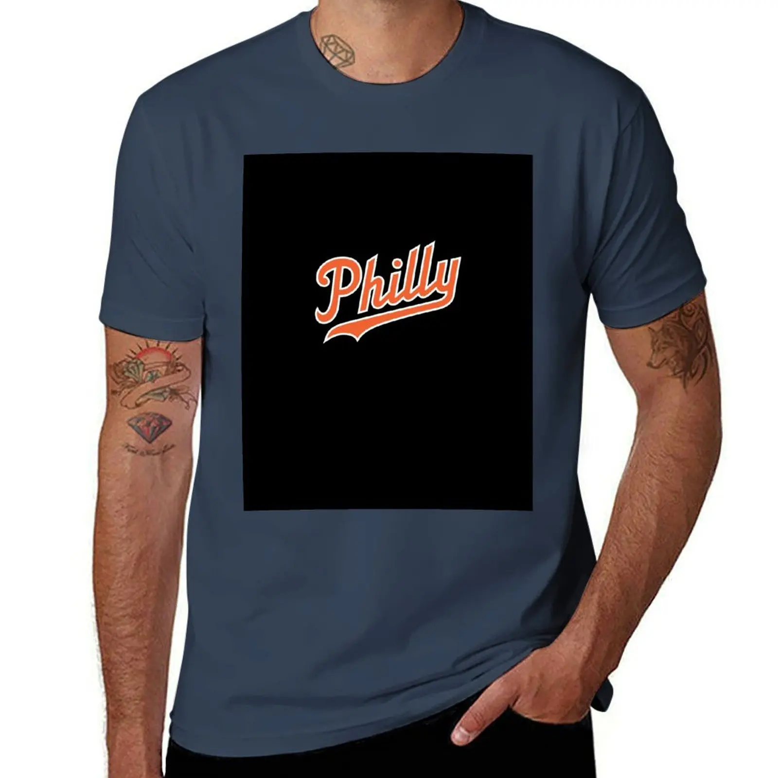 Black/Orange Philly Script - T-Shirt Work Wear Simple Tee Shirt
Black/Orange Philly Script - T-Shirt Work Wear Simple Tee Shirt