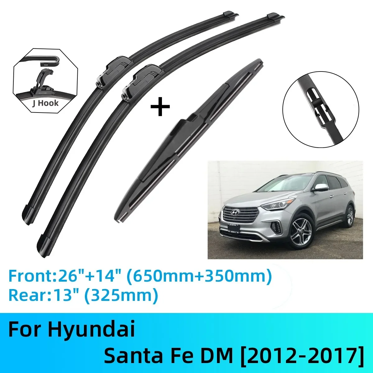 For Hyundai Santa Fe DM Front Rear Wiper Blades Brushes Cutter Accessories J U Hook 2012-2017 2012 2013 2014 2015 2016 2017
For Hyundai Santa Fe DM Front Rear Wiper Blades Brushes Cutter Accessories J U Hook 2012-2017 2012 2013 2014 2015 2016 2017