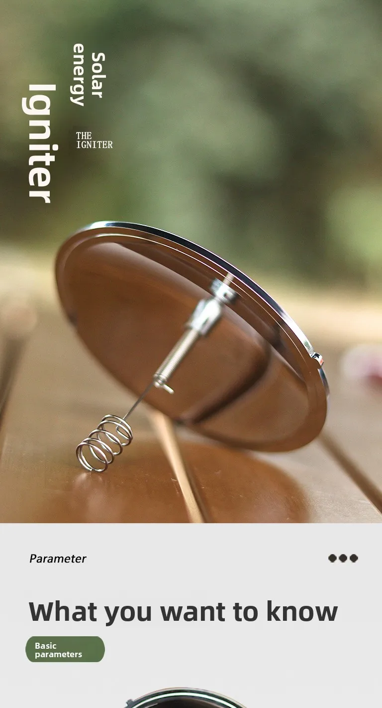 Солнечный пожарный стартер — портативный инструмент для выживания на открытом воздухе для пеших прогулок, кемпинга и дикой природы 
Солнечный пожарный стартер — портативный инструмент для выживания на открытом воздухе для пеших прогулок, кемпинга и дикой природы