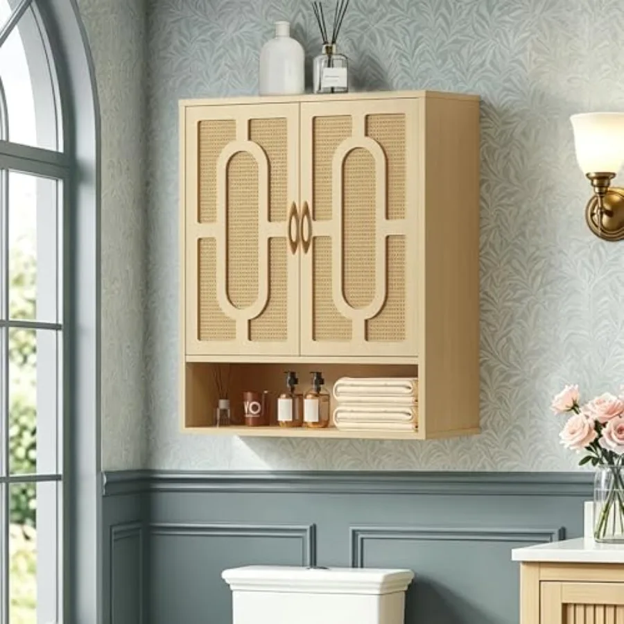 Rattan Bathroom Wall Cabinet, Medicine Cabinets with Adjustable Shelves, Wall Mounted Above Toilet Storage Organizer for Bathro
Rattan Bathroom Wall Cabinet, Medicine Cabinets with Adjustable Shelves, Wall Mounted Above Toilet Storage Organizer for Bathro