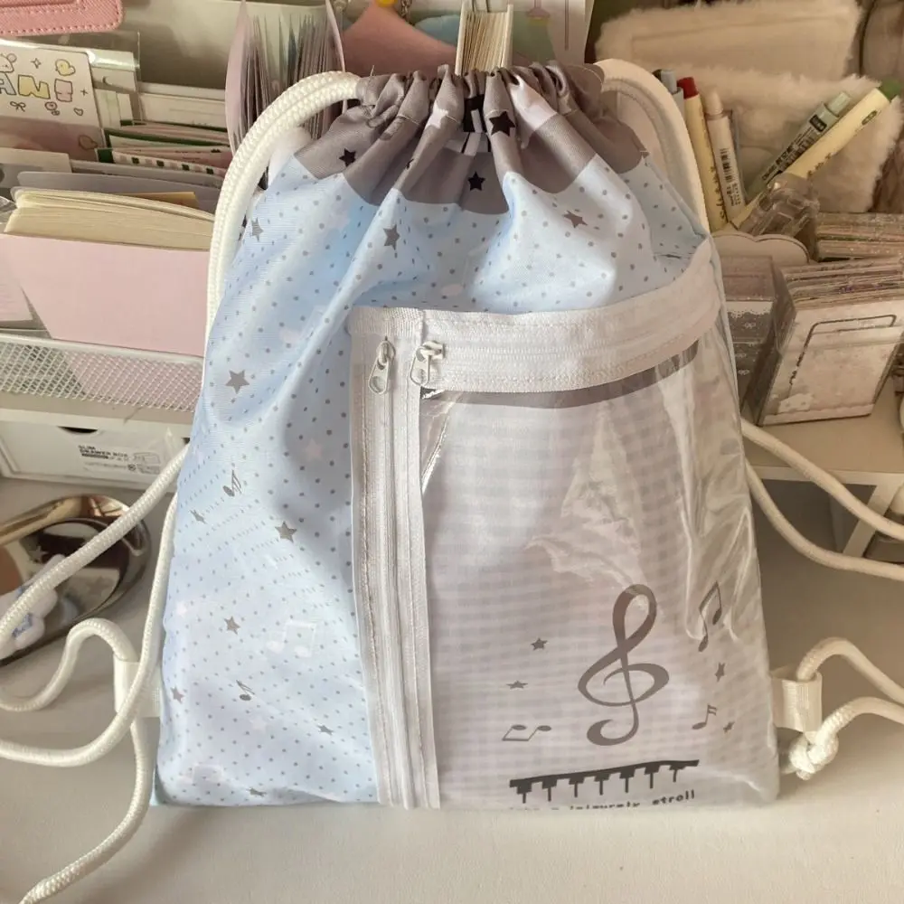 Cute Musical Notes Drawstring Backpack with Transparent Pocket Sweet School Bag Lightweight Large Capacity Traveling Storage Bag
Cute Musical Notes Drawstring Backpack with Transparent Pocket Sweet School Bag Lightweight Large Capacity Traveling Storage Bag