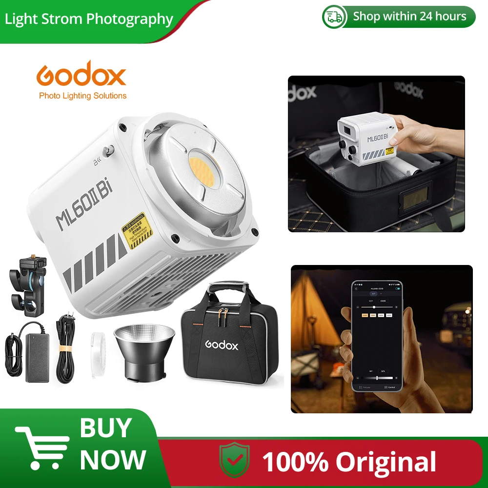 Godox ML60II BI 2800K -6500K LED Video Light Silent Mode Portable Brightness Adjustment Support Li-ion Outdoor LED Upgraded Lamp
Godox ML60II BI 2800K -6500K LED Video Light Silent Mode Portable Brightness Adjustment Support Li-ion Outdoor LED Upgraded Lamp