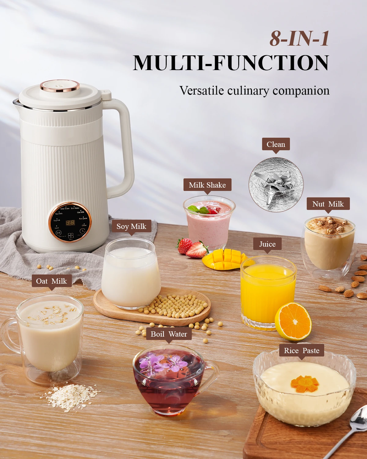 Self-Cleaning Nut Milk Maker Machine Soymilk Maker & Soup 8 in 1 Plant Based Milk Maker Machine
Self-Cleaning Nut Milk Maker Machine Soymilk Maker & Soup 8 in 1 Plant Based Milk Maker Machine