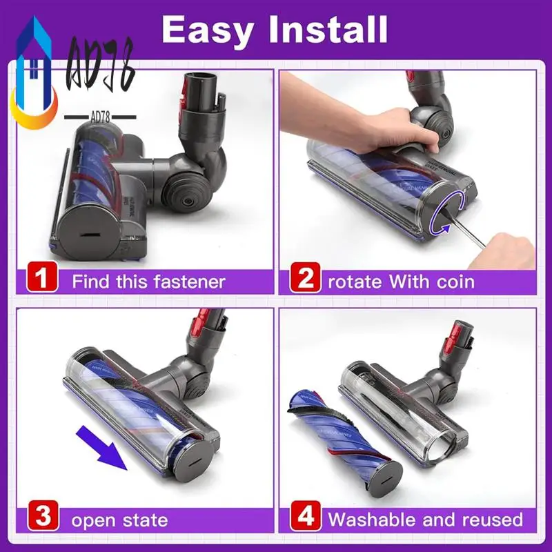 AD78-Quick Release Motor-Head Vacuum Head Replacement For Dyson V7 V8 V11 V15 Anti-Tangle Brush Roller Attachments Parts
AD78-Quick Release Motor-Head Vacuum Head Replacement For Dyson V7 V8 V11 V15 Anti-Tangle Brush Roller Attachments Parts