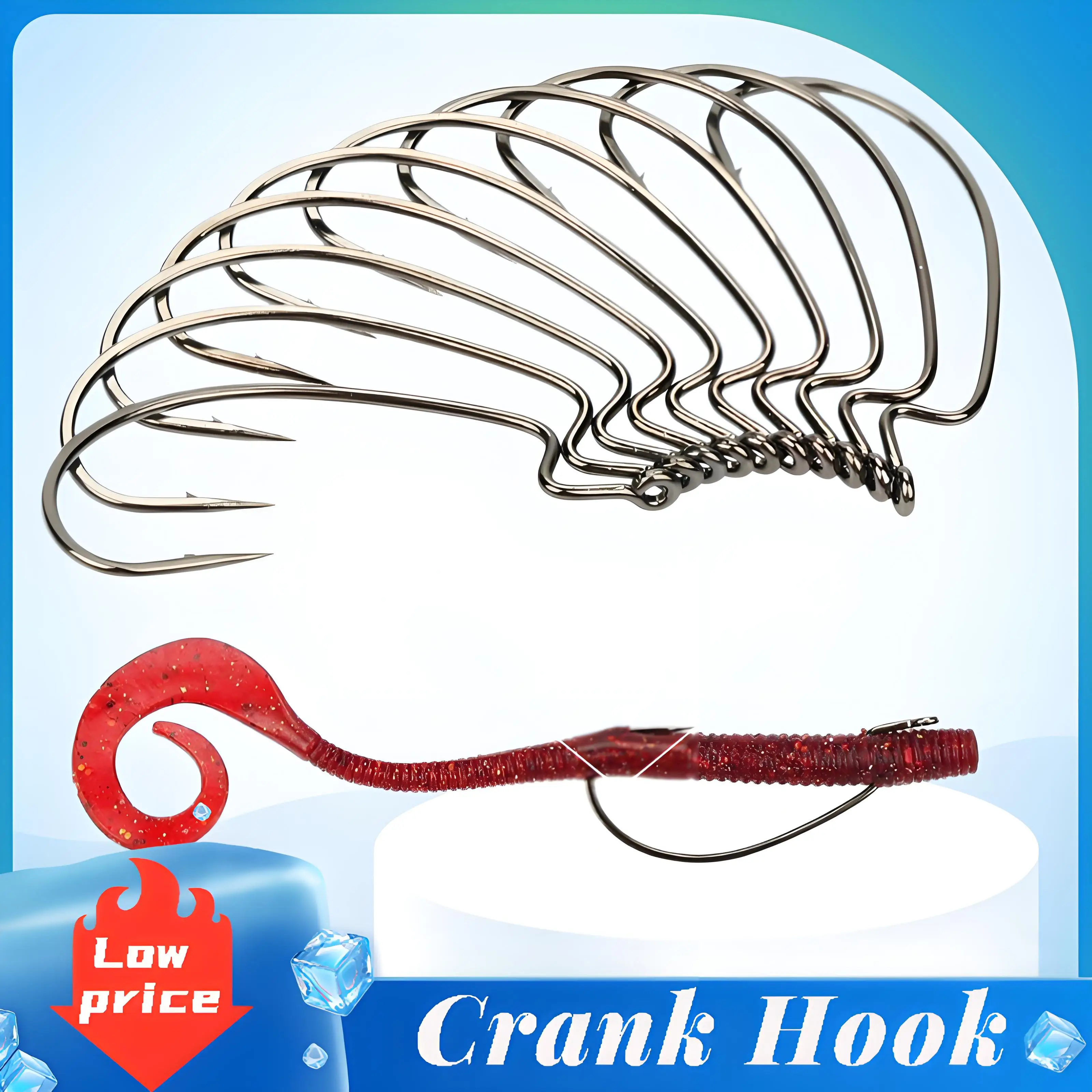 50Pcs/100pcs Fishing Accessories Crank Hooks Multi Sized High Carbon Steel Fishing Hooks For Soft Worm Lure
50Pcs/100pcs Fishing Accessories Crank Hooks Multi Sized High Carbon Steel Fishing Hooks For Soft Worm Lure