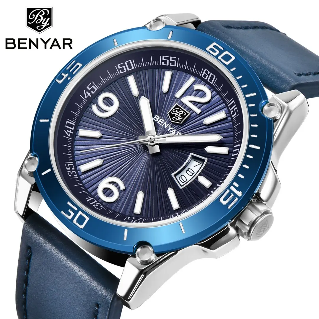 BENYAR 5166 Men's Fashion Quartz Watch Japan Movt 46mm Large Dial Leather Strap Waterproof Calendar Wristwatch Relogio Masculino
BENYAR 5166 Men's Fashion Quartz Watch Japan Movt 46mm Large Dial Leather Strap Waterproof Calendar Wristwatch Relogio Masculino
