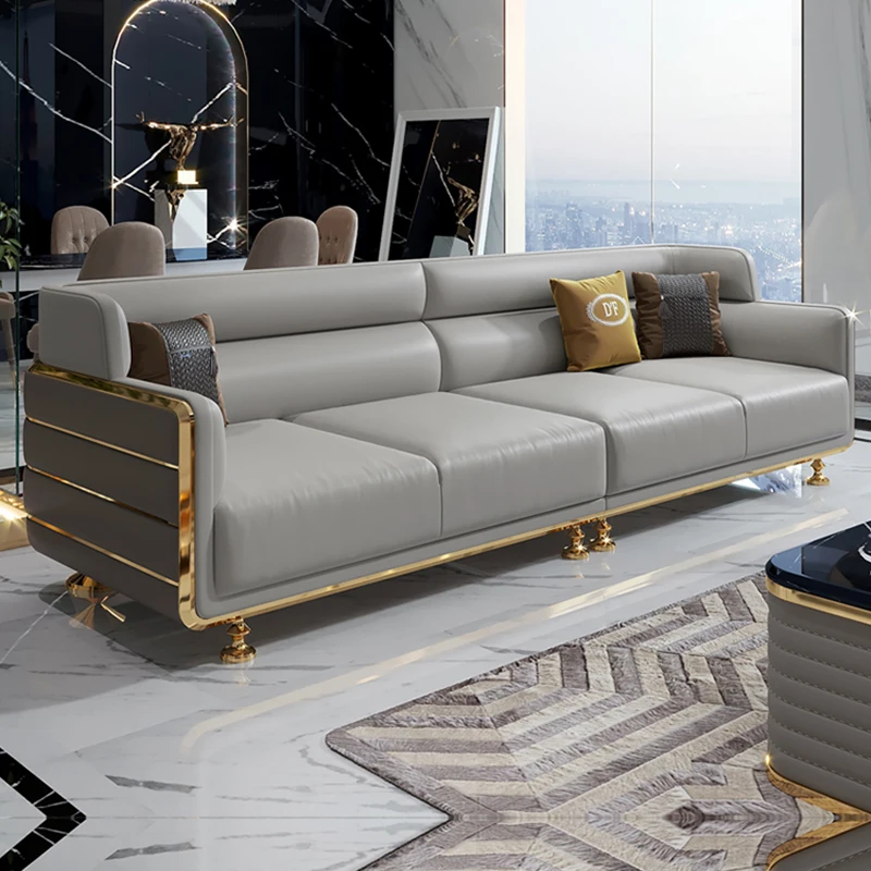 Modern simple light luxury villa leather sofa head layer cowhide combination of American living room furniture
Modern simple light luxury villa leather sofa head layer cowhide combination of American living room furniture