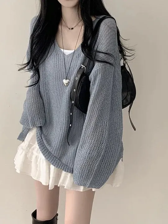 Korean Sle Comfortable Lazy Sle Top Loose V-Ne Long Sve Knitted Sweater Women's Faionable Versatile Spring
Korean Sle Comfortable Lazy Sle Top Loose V-Ne Long Sve Knitted Sweater Women's Faionable Versatile Spring