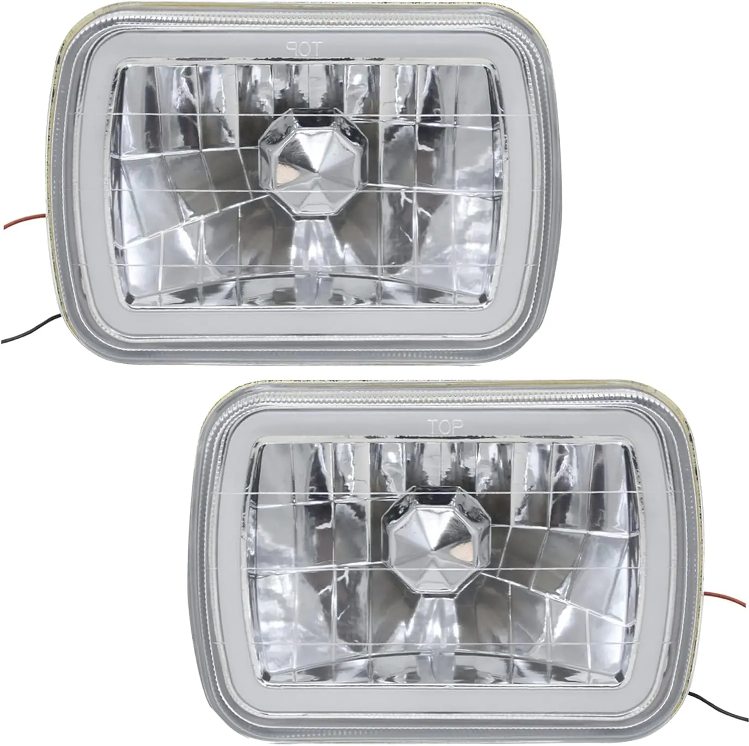 7x6 Inch Semi-Sealed Beam Crystal Headlight Headlamp with White Led Halo Replacement Kit Diamond Cut Clear Glass Chrome Housing
7x6 Inch Semi-Sealed Beam Crystal Headlight Headlamp with White Led Halo Replacement Kit Diamond Cut Clear Glass Chrome Housing