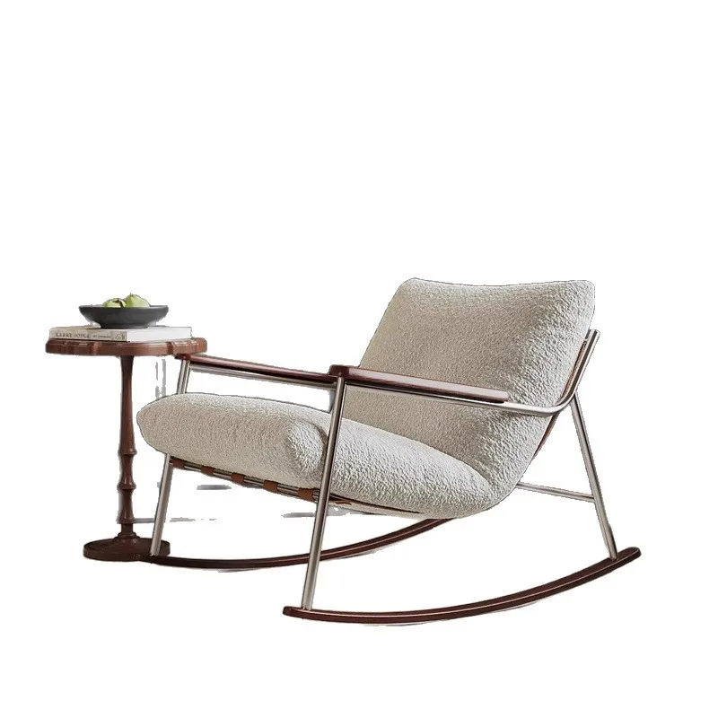 Simple saddle leather stainless steel ash wood, rocking chair
Simple saddle leather stainless steel ash wood, rocking chair