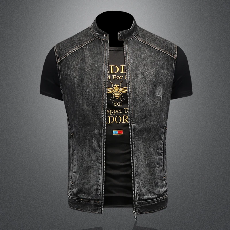 Летняя джинсовая жилетка мужская в стиле ретро на молнии, большого размера, с мотоциклетными накладками на плечи, модная, приталенная, молодежная, повседневная одежда
Летняя джинсовая жилетка мужская в стиле ретро на молнии, большого размера, с мотоциклетными накладками на плечи, модная, приталенная, молодежная, повседневная одежда