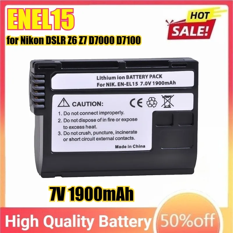 7V 1900mAh EN-EL15a ENEL15 Battery for Nikon DSLR Z6 Z7 D7000 D7100 D7200 D7500 D610 D750 D800 D800E D810 Camera Battery
7V 1900mAh EN-EL15a ENEL15 Battery for Nikon DSLR Z6 Z7 D7000 D7100 D7200 D7500 D610 D750 D800 D800E D810 Camera Battery