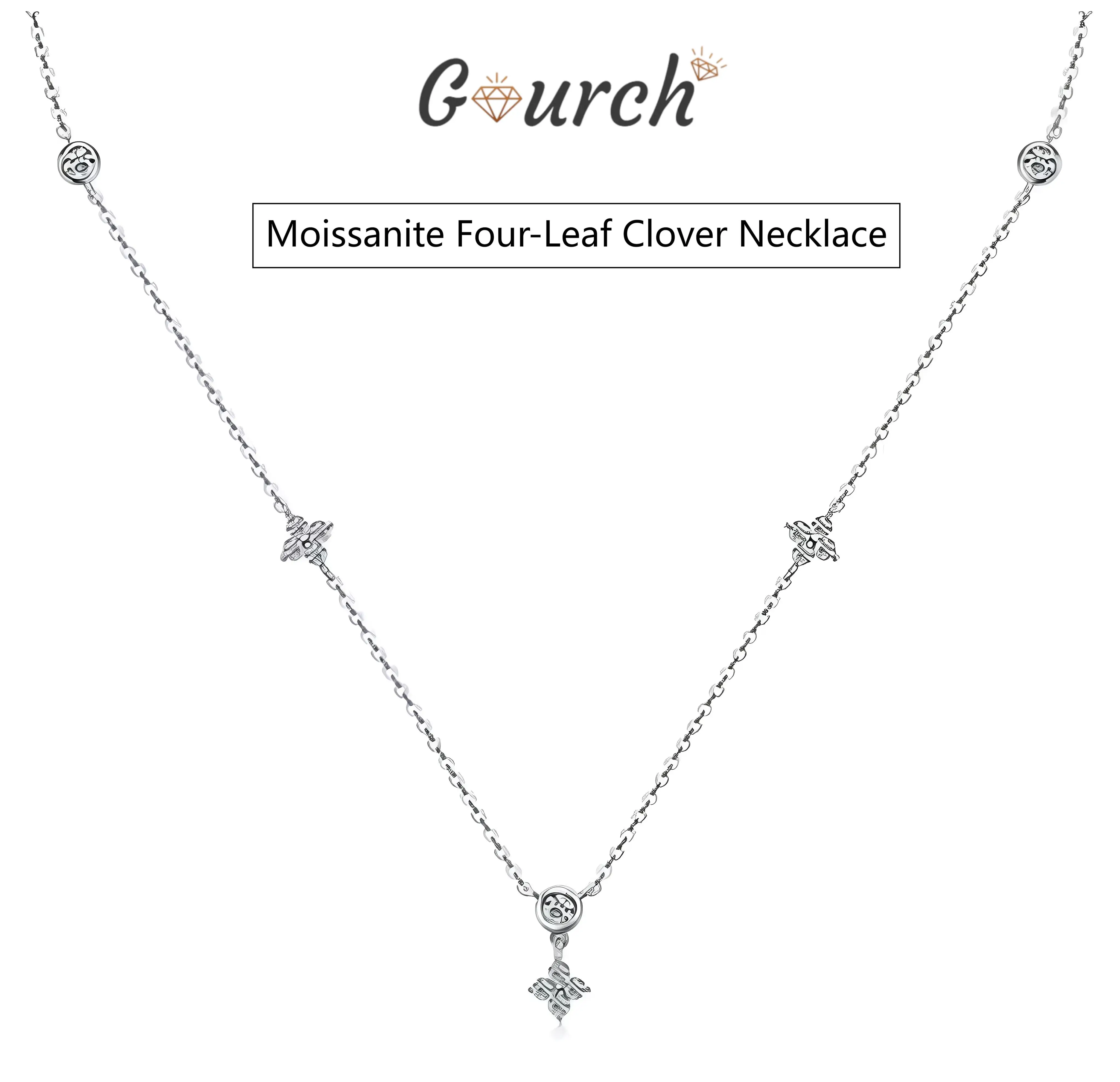 Gourch 925 Sterling Silver Moissanite Four-Leaf Clover Necklace, Luxury Minimalist Design Delicacy Fashion Jewelry for Women
Gourch 925 Sterling Silver Moissanite Four-Leaf Clover Necklace, Luxury Minimalist Design Delicacy Fashion Jewelry for Women