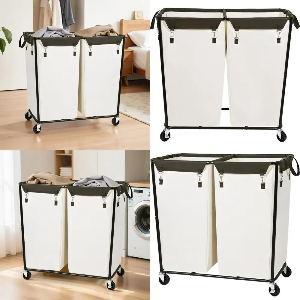 Очень большая корзина для белья на колесиках с 2 отделениями и металлическим каркасом для домашнего и коммерческого использования, бежевая
Очень большая корзина для белья на колесиках с 2 отделениями и металлическим каркасом для домашнего и коммерческого использования, бежевая