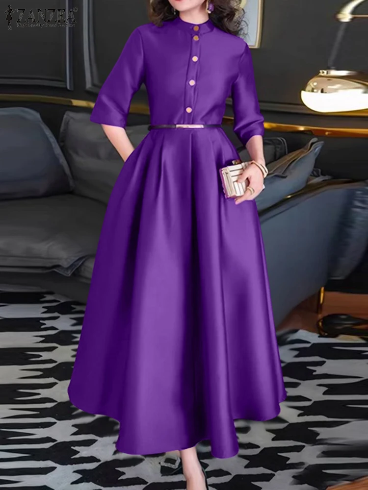 ZANZEA Elegant Women Party Maxi Dresses 2025 Autumn Fashion Stand Collar 3/4 Sleeve Half-Button Fitted Waist A-Line Robes Femme
ZANZEA Elegant Women Party Maxi Dresses 2025 Autumn Fashion Stand Collar 3/4 Sleeve Half-Button Fitted Waist A-Line Robes Femme