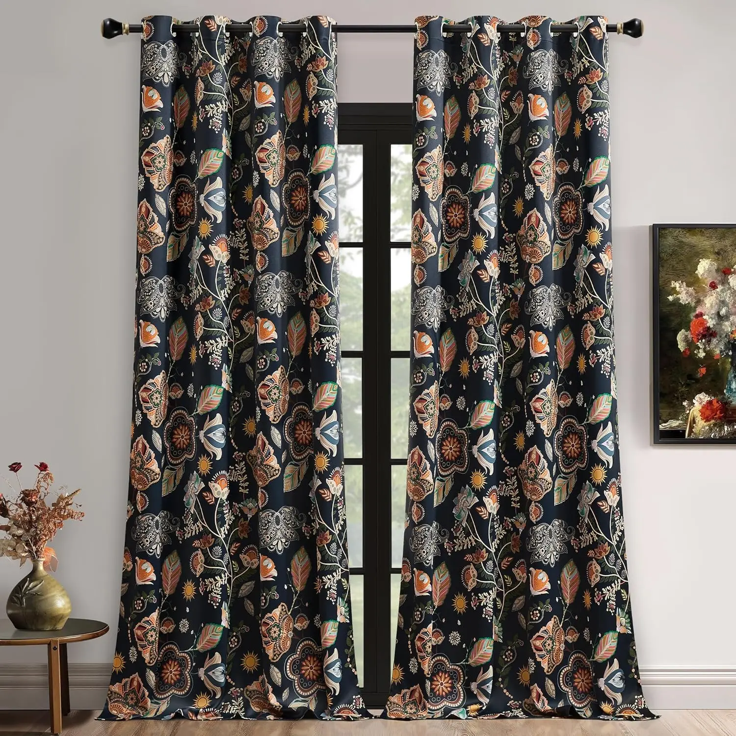 Vintage Floral Blackout Curtains 108 Inches Long 2 Panels for Bedroom Living Room Thermal Insulated Grommet Drapes Navy Blue
Vintage Floral Blackout Curtains 108 Inches Long 2 Panels for Bedroom Living Room Thermal Insulated Grommet Drapes Navy Blue