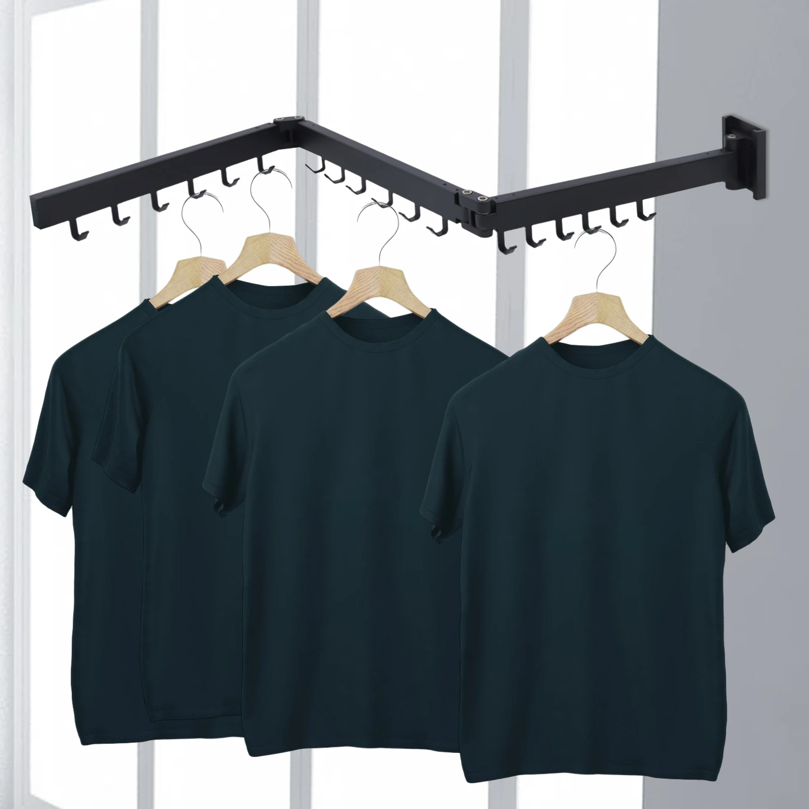 47.2in 18 Hooks Foldable Clothes Hanger Rack Wall Mounted Clothes Drying Rack with Mounting Plate Smooth Edge
47.2in 18 Hooks Foldable Clothes Hanger Rack Wall Mounted Clothes Drying Rack with Mounting Plate Smooth Edge