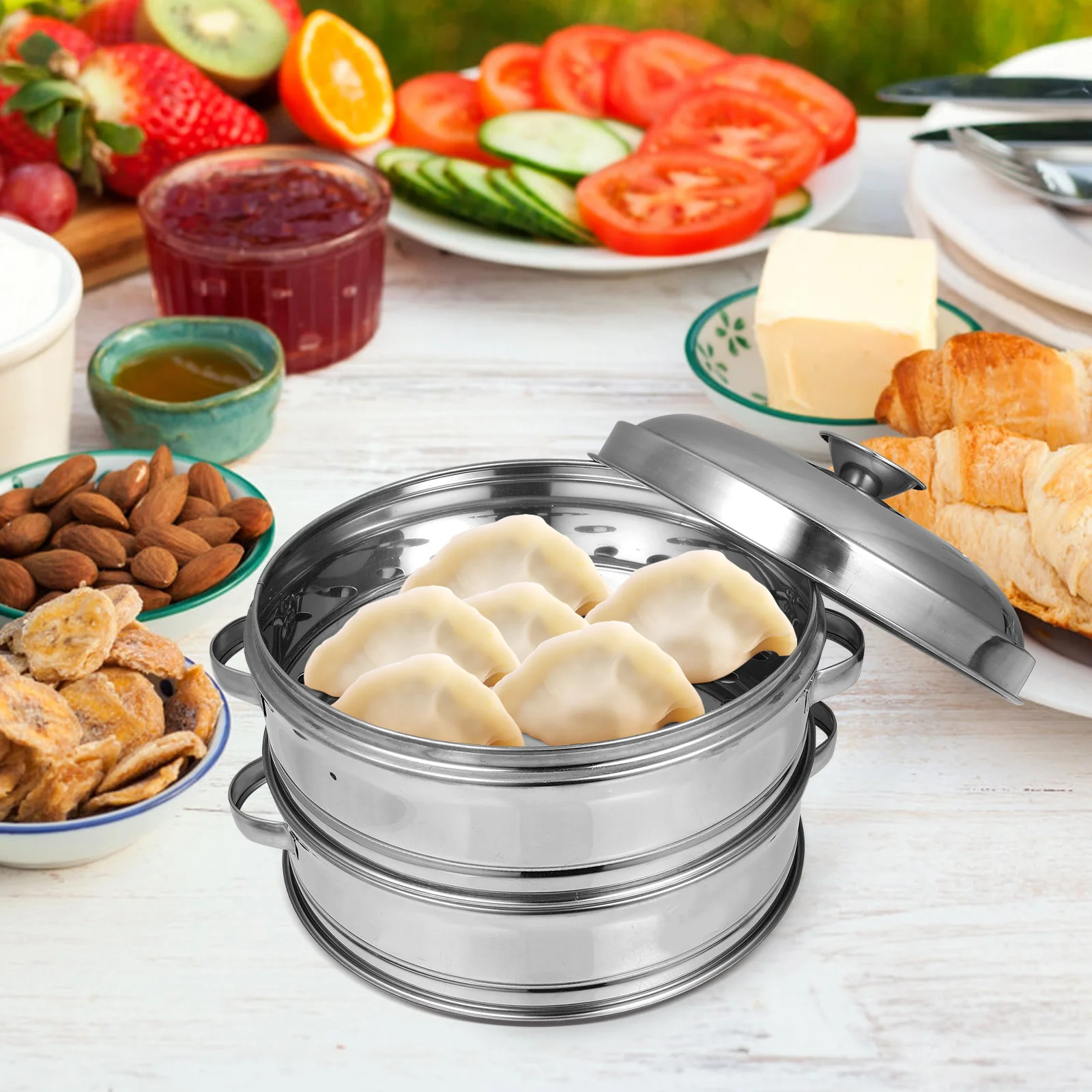1Set Stainless Steel Steamer Basket Stackable Cooking Steamer Pot Insert Kitchen Food Steam Pot for Healthy Vegetable Dumplings
1Set Stainless Steel Steamer Basket Stackable Cooking Steamer Pot Insert Kitchen Food Steam Pot for Healthy Vegetable Dumplings