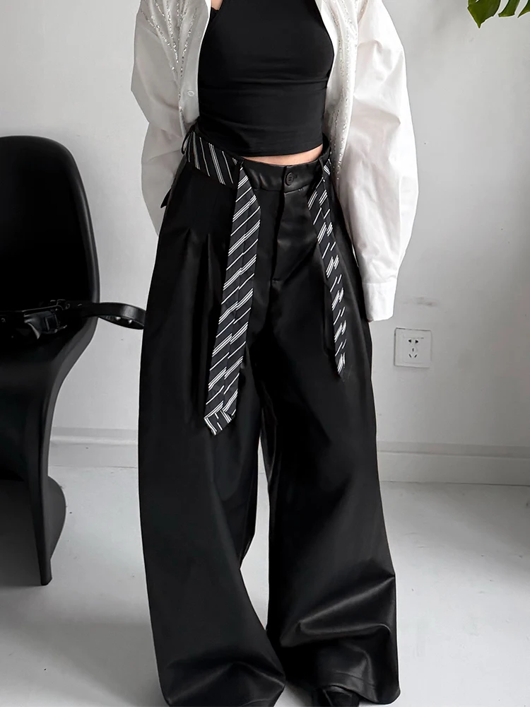 High Waist PU Leather Suit Wide Leg Pants 26 Styles with Stripe Belt Drapey Straight Floor-Length Pants Luxury Trendy Women's
High Waist PU Leather Suit Wide Leg Pants 26 Styles with Stripe Belt Drapey Straight Floor-Length Pants Luxury Trendy Women's