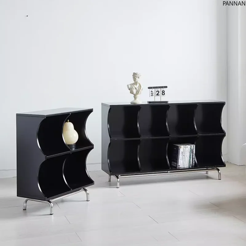 Nordic designer minimalist medieval shelf TV rack Wave bookshelf Black storage side cabinet
Nordic designer minimalist medieval shelf TV rack Wave bookshelf Black storage side cabinet