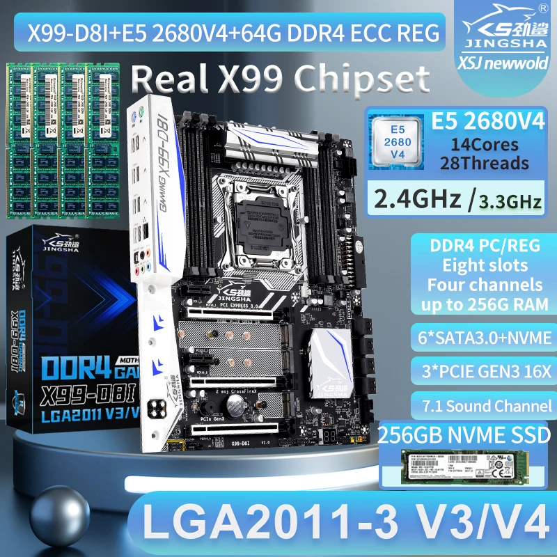 X99 Motherboard Set E5 2680 V4 2011 v3 Processor 4X16=64GB 2400 DDR4 ECC RAM 256GB NVME SSD
X99 Motherboard Set E5 2680 V4 2011 v3 Processor 4X16=64GB 2400 DDR4 ECC RAM 256GB NVME SSD
