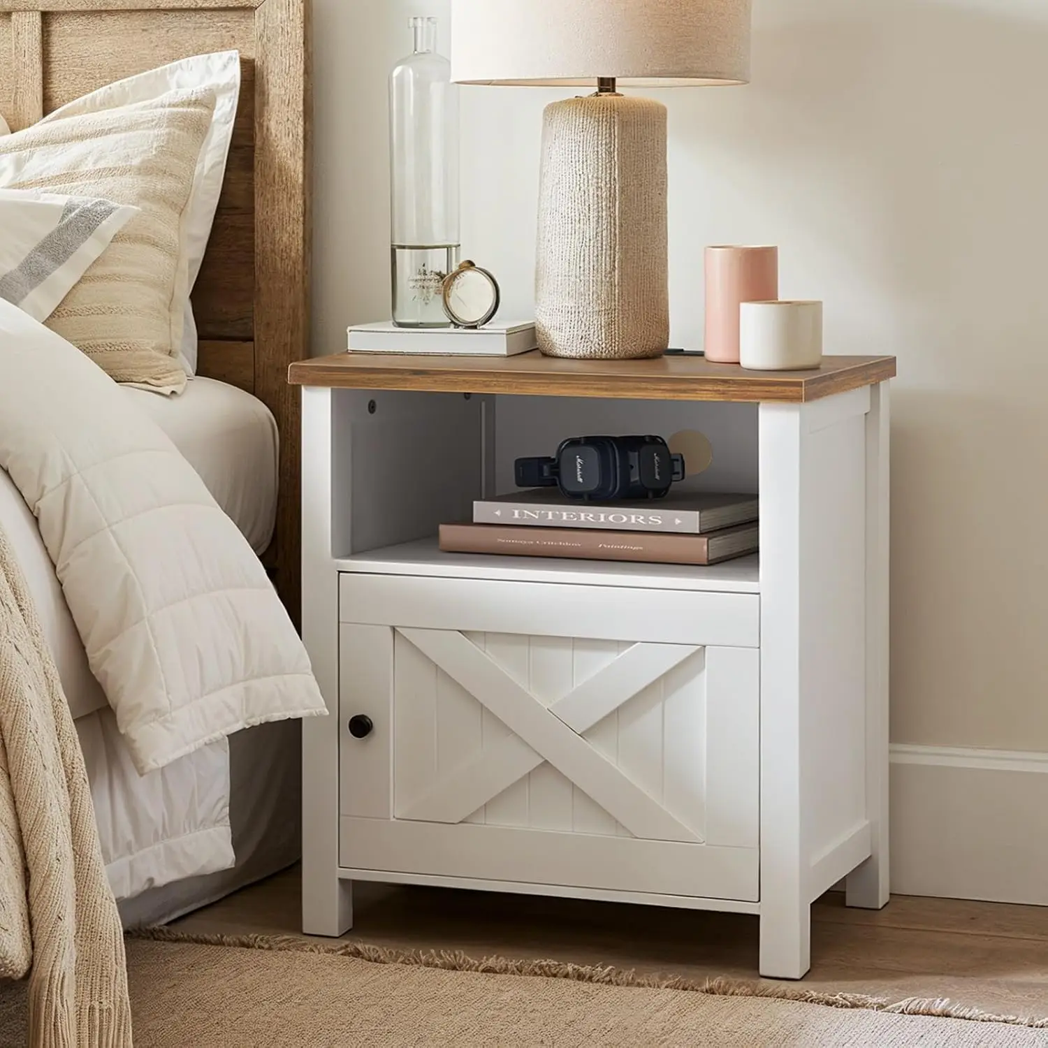 Nightstand with Charging Station, Farmhouse Bedside Table with Open Shelf, Enclosed Cabinet, USB Port & AC Outlet,, Customized
Nightstand with Charging Station, Farmhouse Bedside Table with Open Shelf, Enclosed Cabinet, USB Port & AC Outlet,, Customized